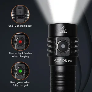 Sofirn SC18 LED Torch Rechargeable 1800lm Flashlight Super Bright