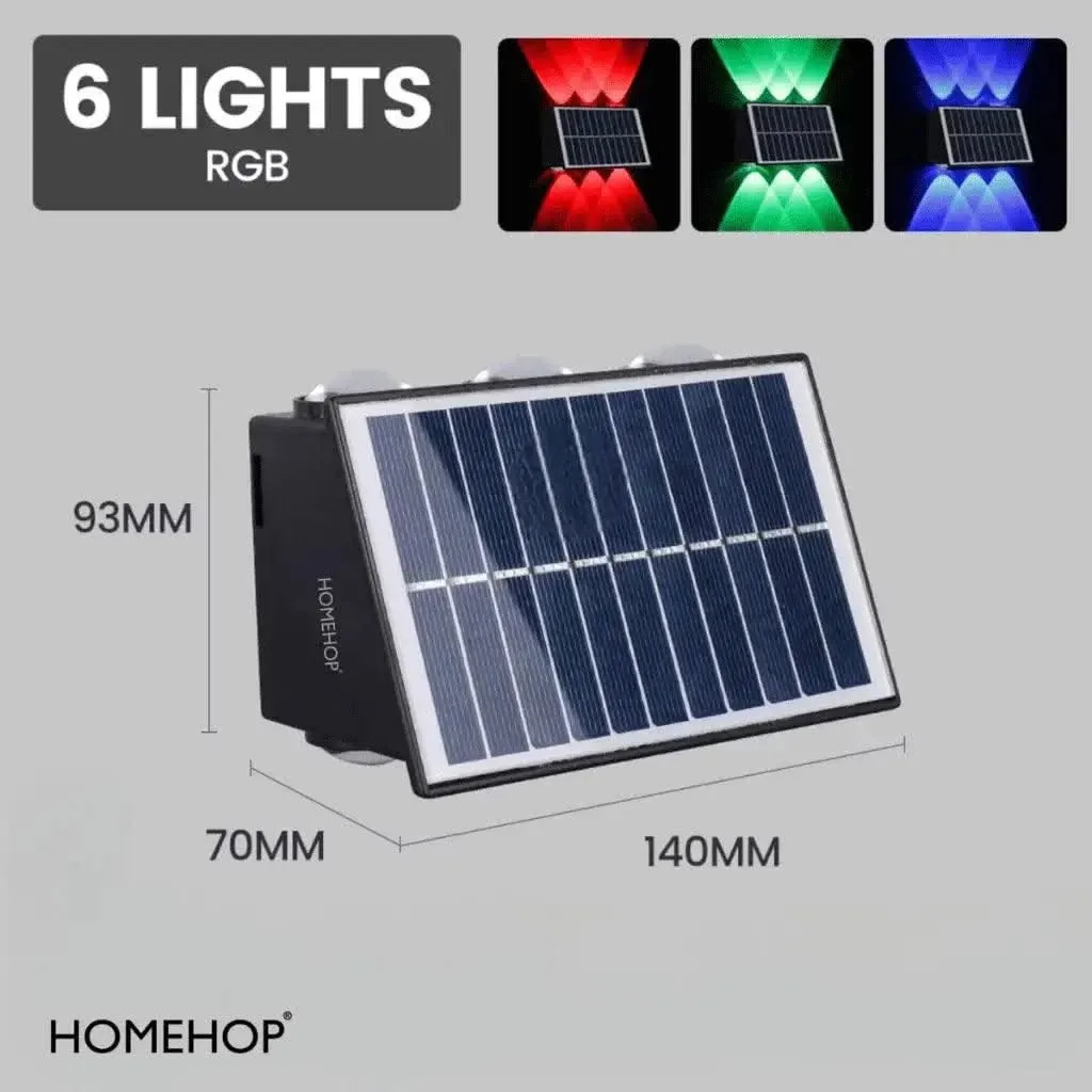 Solar Decoration LED Up Down Lighting Outdoor Wall Lamp Waterproof For Home, Garden, Fence, Stair (RGB Light, ABS)(Renewed)