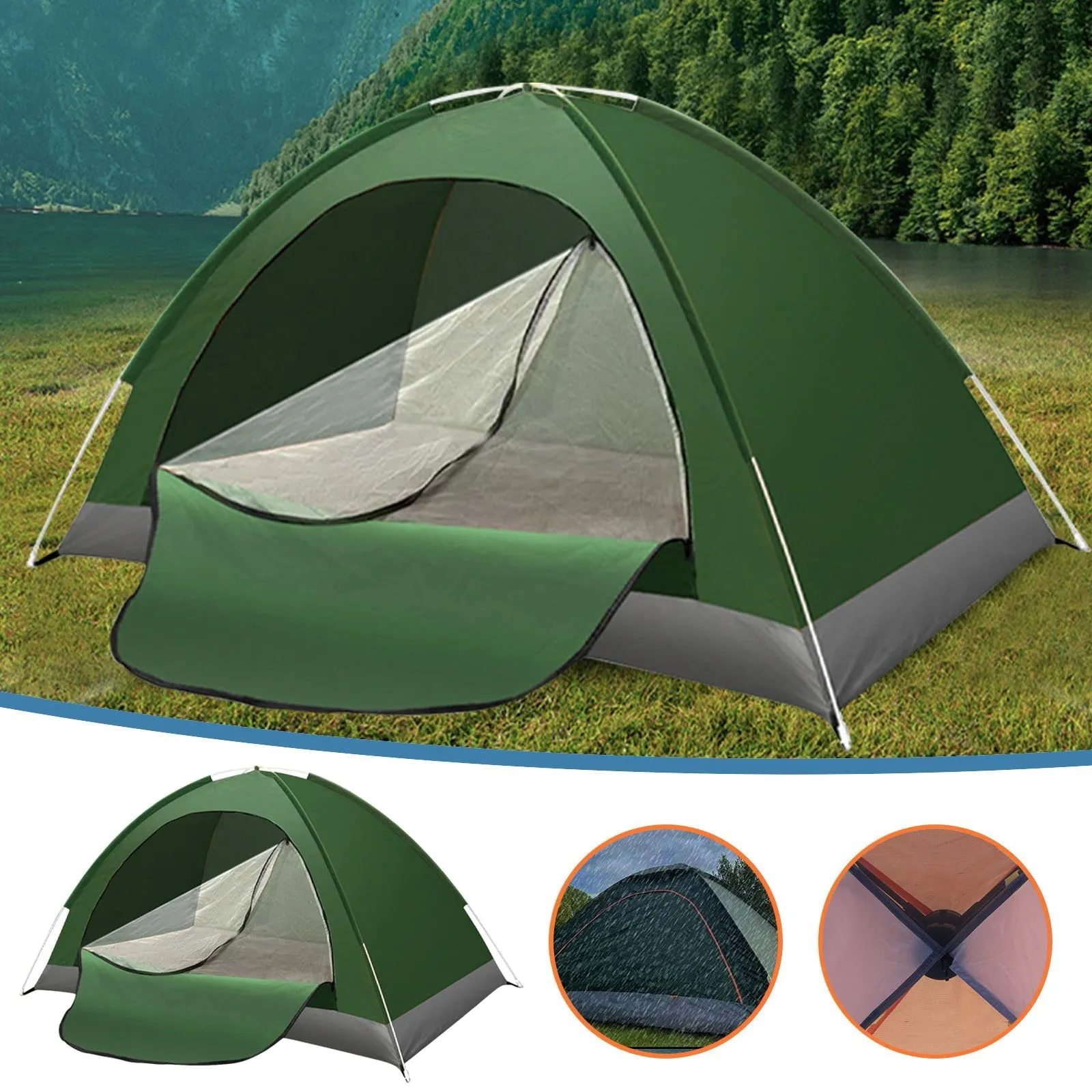 versatile 3 Person Tent - Dome Tents For Camping, Waterproof Windproof Backpacking Tent, Easy Set Up Small Lightweight Tents, For All Seasons Hiking Beach Outdoor With Mesh Windows