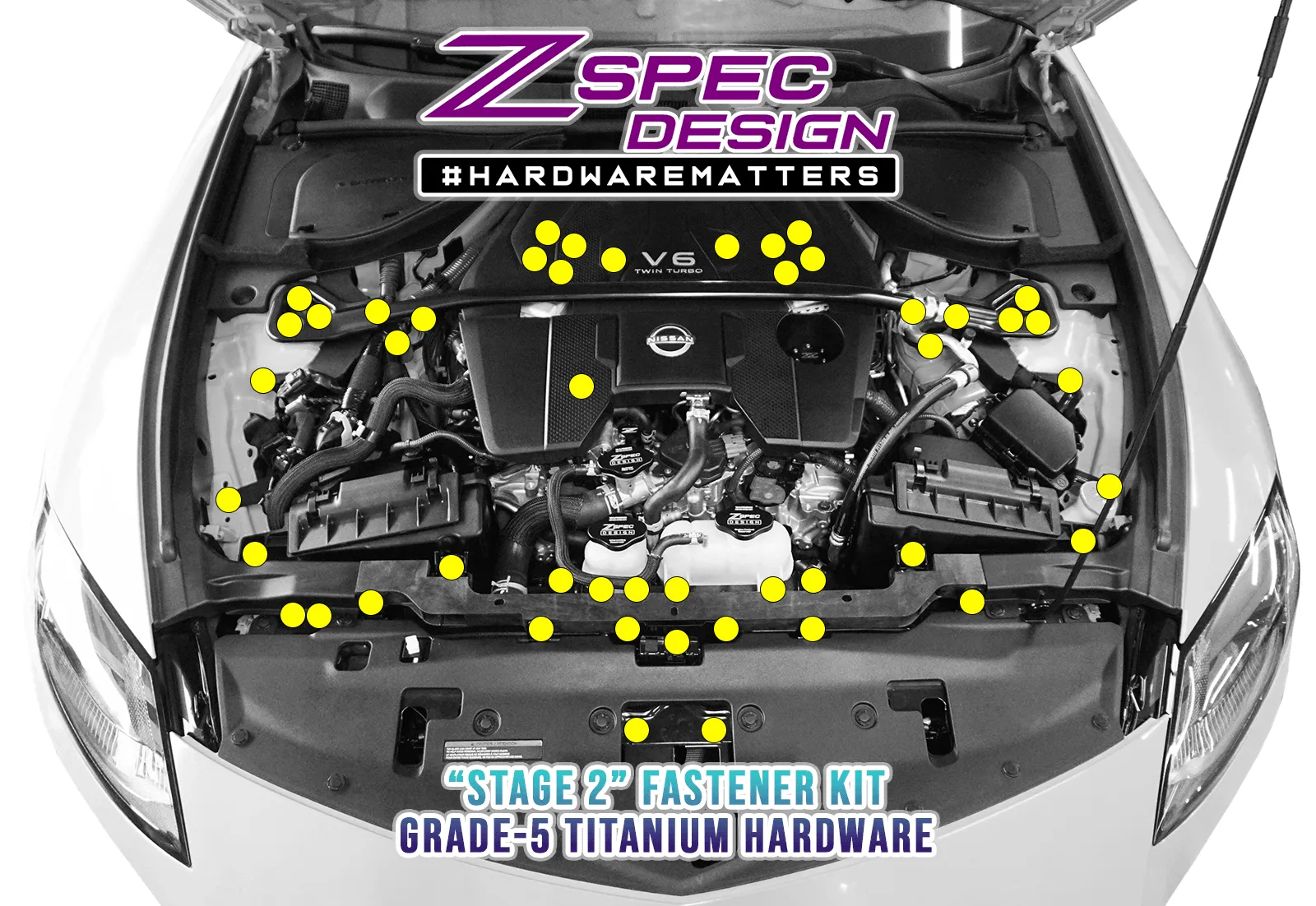 ZSPEC "Stage 2" Dress Up Bolts® Hardware Kit for Nissan Z RZ34, Titanium